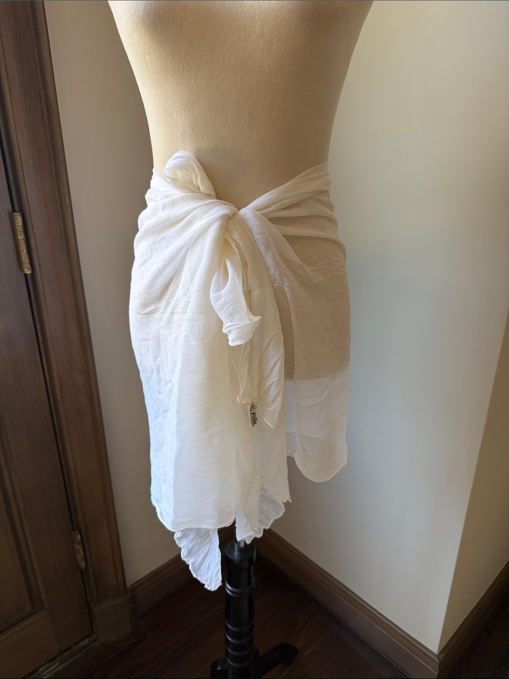 Sheer white wrap scarf sarongs bathing suit coverup